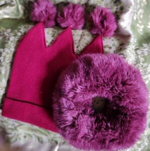 Plush Purple Crown and Fur Collar Set
